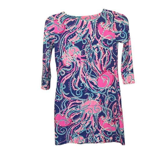 Lilly Pulitzer Sophie Dress Jellies Be Jammin' XS Preppy Vacation 3/4 Sleeve UPF - Picture 3 of 8